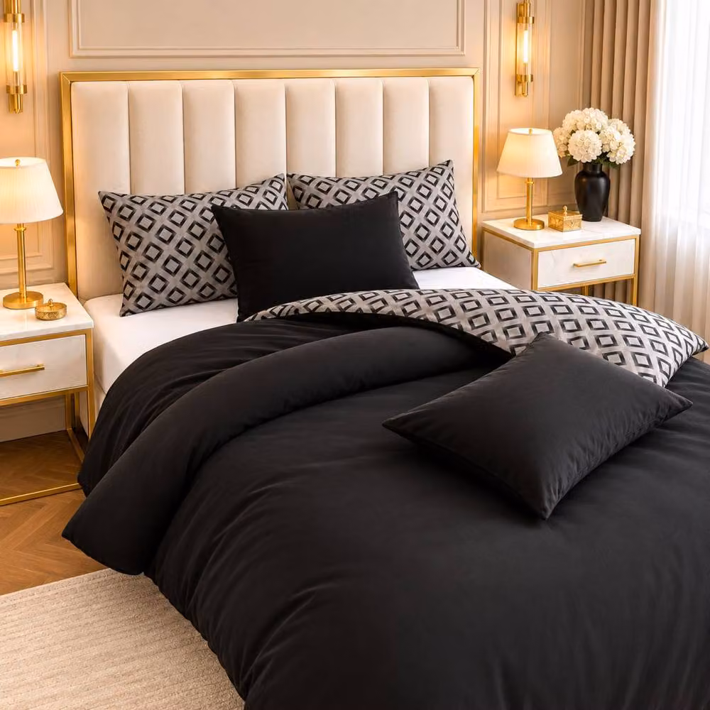 Grace Bedding Premium Soft Microfibre Duvet Cover and Pillowcase Set in Grey, Oeko-Tex Certified, W/D/H: 200 x 200 cm – 4