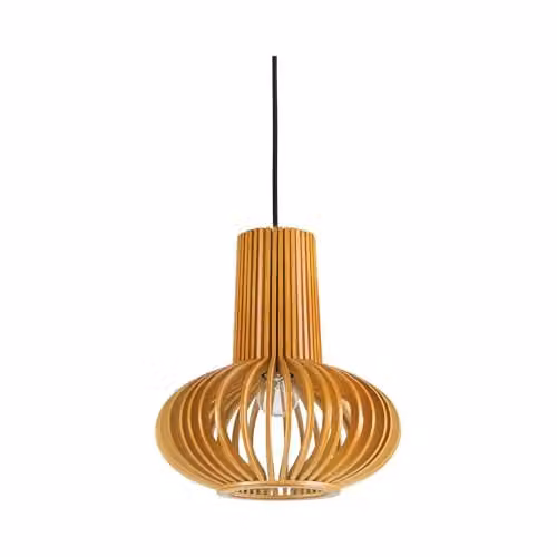 Netlighting Citrus Modern Wood Single Light Ceiling Pendant in Brown with E27 Socket – 1