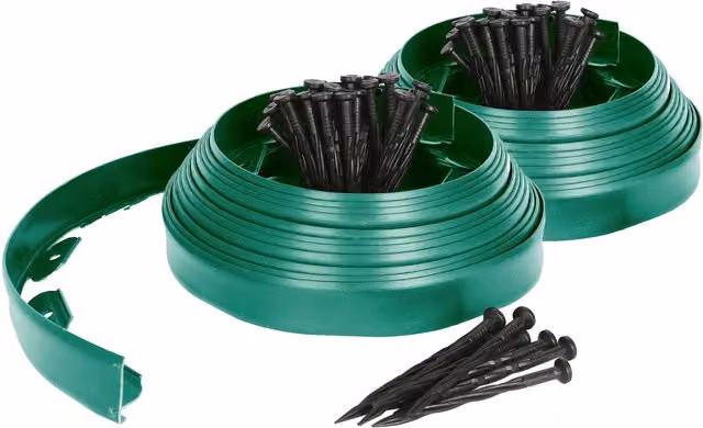Harbour Housewares 20m Flexible Plastic Lawn Edging in Green with 80 Pegs – 5