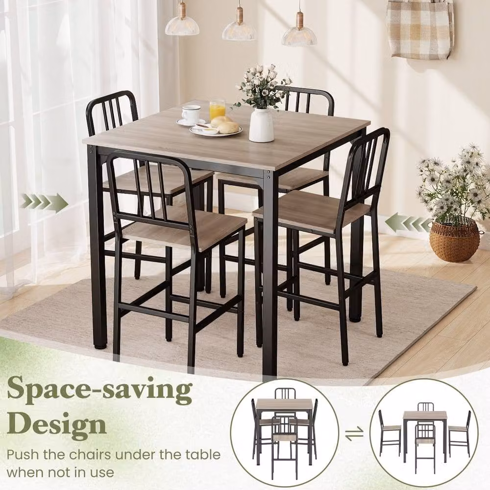 Costway 5-Piece Counter Height Dining Table and Chairs Set in Grey and Black – 7