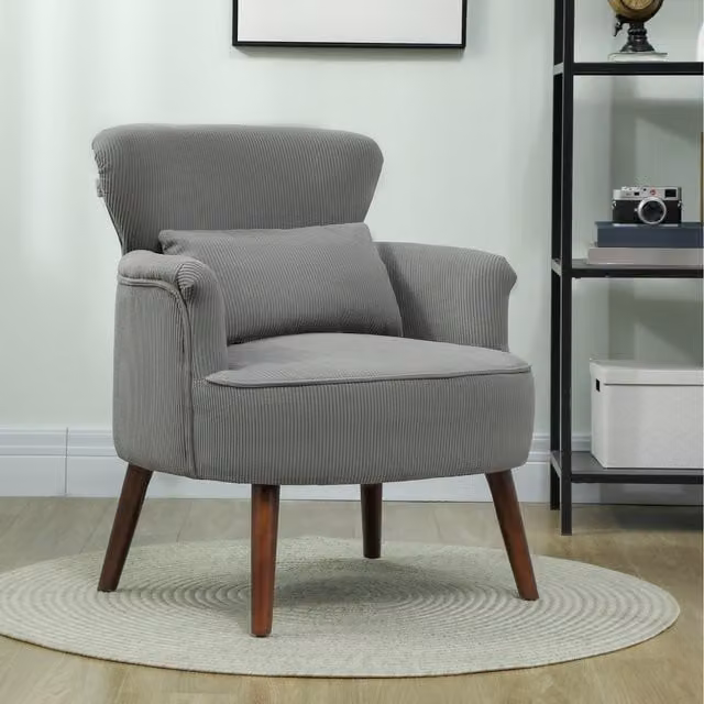 HOMCOM Mid-Century Upholstered Armchair with Armrests in Grey