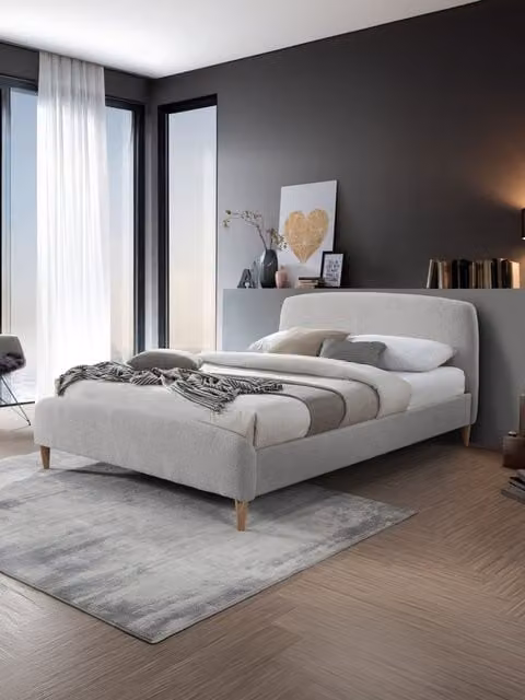 Birlea Otley Upholstered Boucle Bed Frame in Grey, W/D/H: 140 x 200 cm