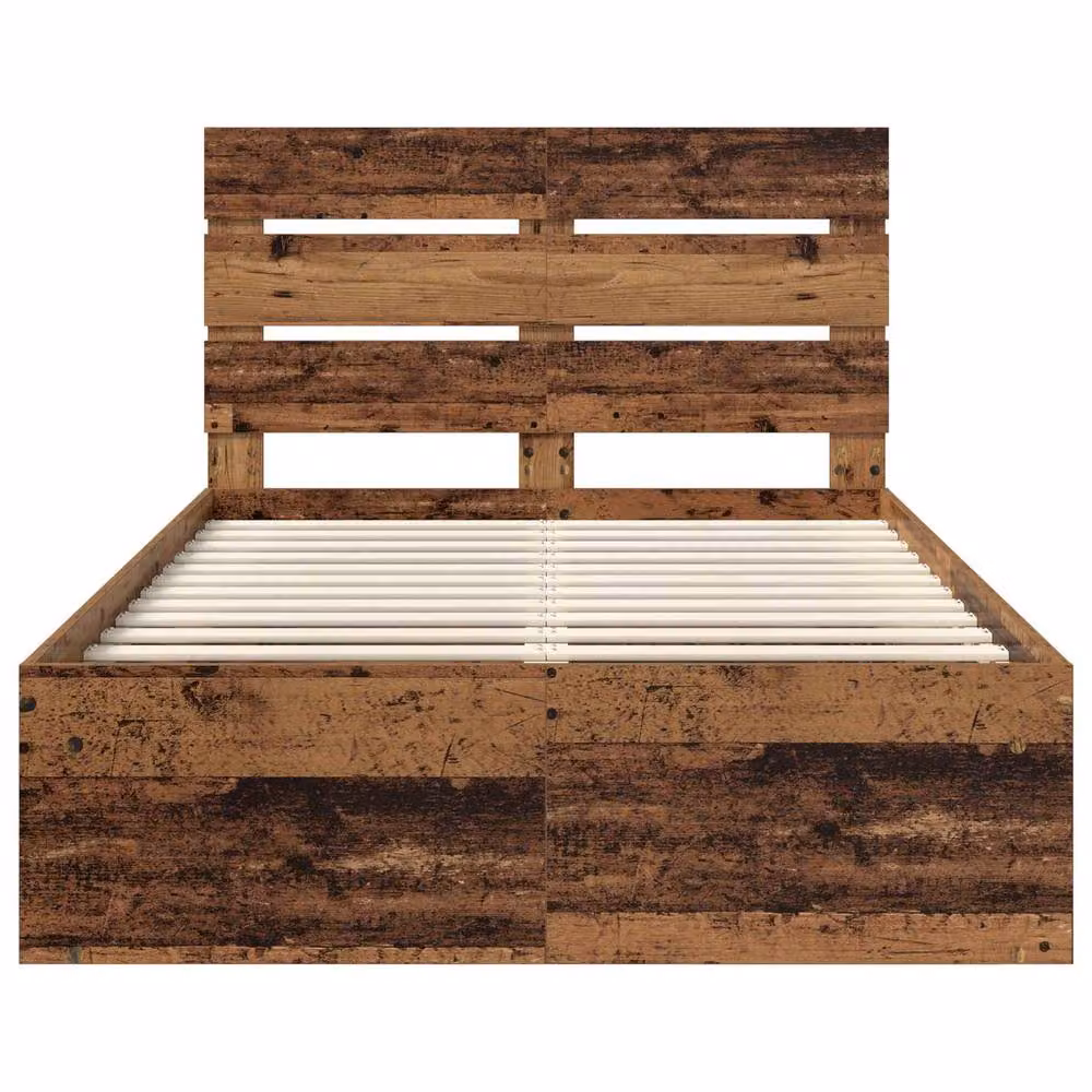 Berkfield Home Modern Bed Frame with Headboard in Brown Solid Pine Wood, W/D/H: 120 x 200 cm – 4