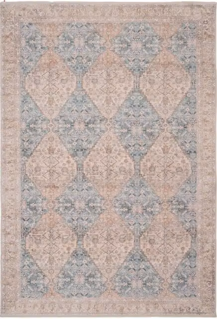Kukoon Blue Beige Multicolour Traditional Pattern Distressed Woven Living Area Rug, W/D: 120 x 170 cm