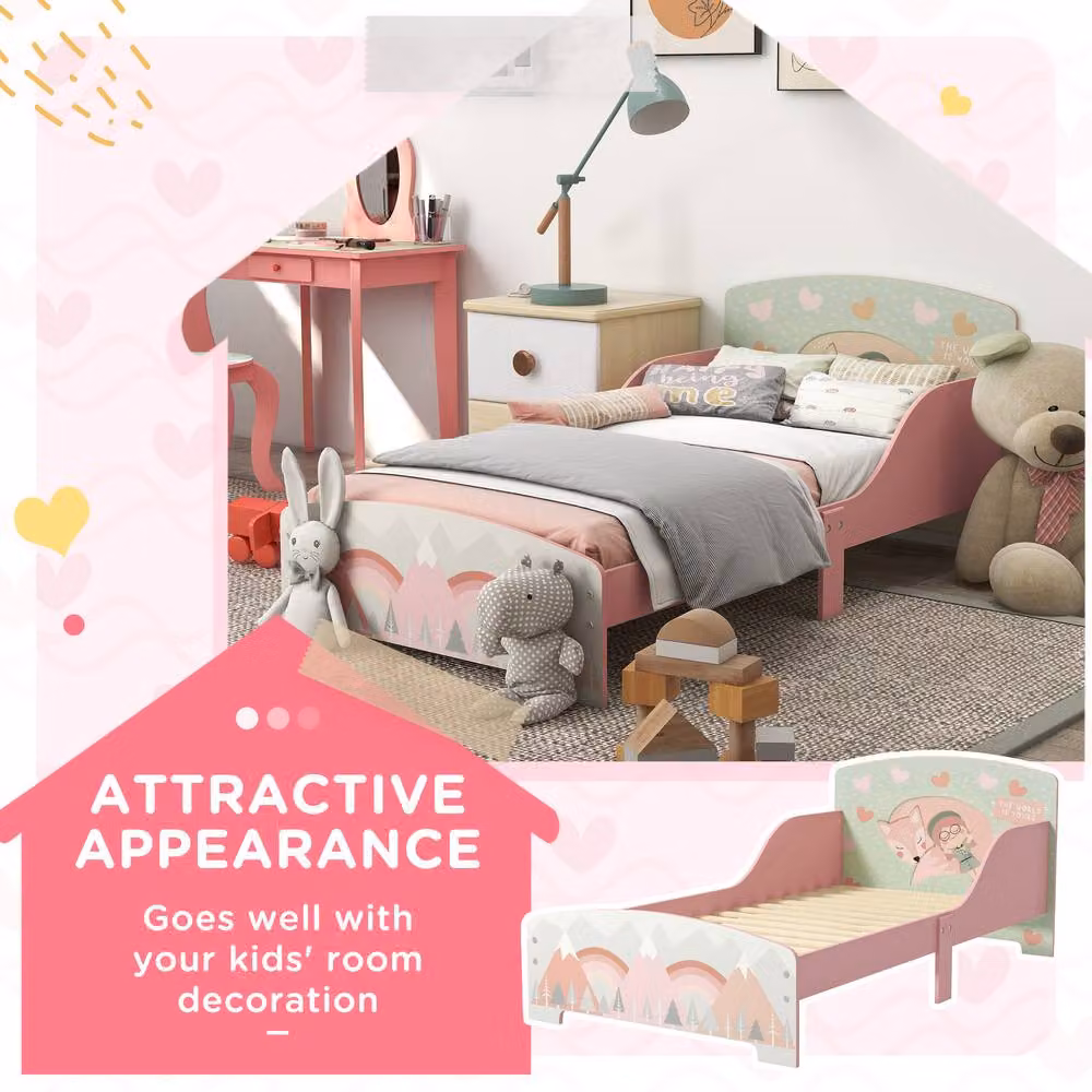 STILVORA Toddler Bed Frame with Side Rails in Pink, Small Single – 4