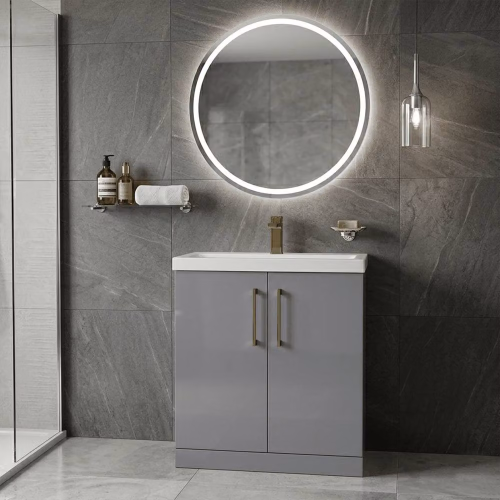 Balterley Contemporary 2-Door Freestanding Bathroom Floor Vanity Unit with Basin, Grey, W: 80 cm, H: 84 cm – 2
