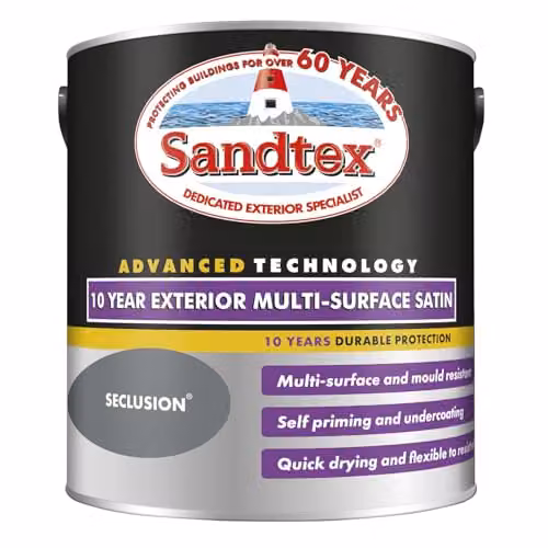 Sandtex 10 Year Multi Surface Satin Paint, Seclusion, 2.5 l