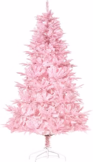 HOMCOM 6ft Pop-up Artificial Christmas Tree in Pink – 1