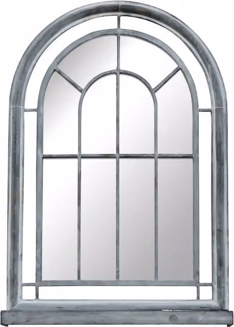 Charles Bentley Shabby Chic Arched Glass and Metal Hanging Mirror in Grey