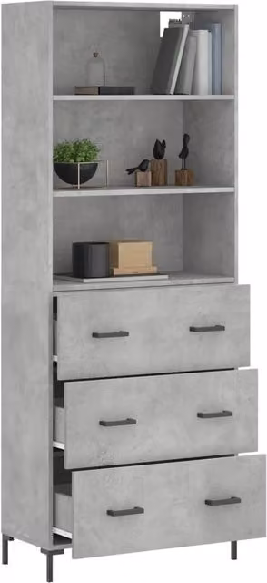 Berkfield Home Modern Highboard in Concrete Grey, W/D/H: 69.5 x 34 x 180 cm – 1