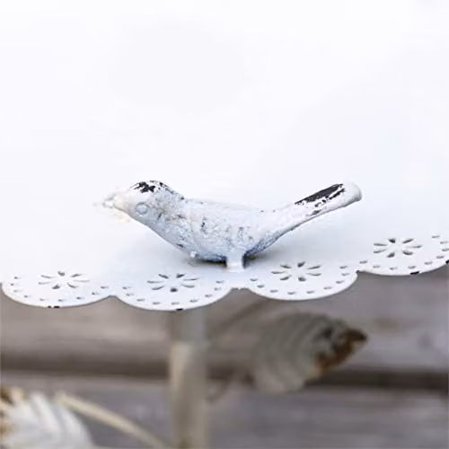 St Helens Home & Garden White Metal Ornamental Pedestal Bird Bath – 4