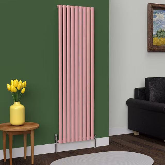 Lux Heat Oval Coloured Vertical Radiator in Pink, H 180 cm x W 54 cm