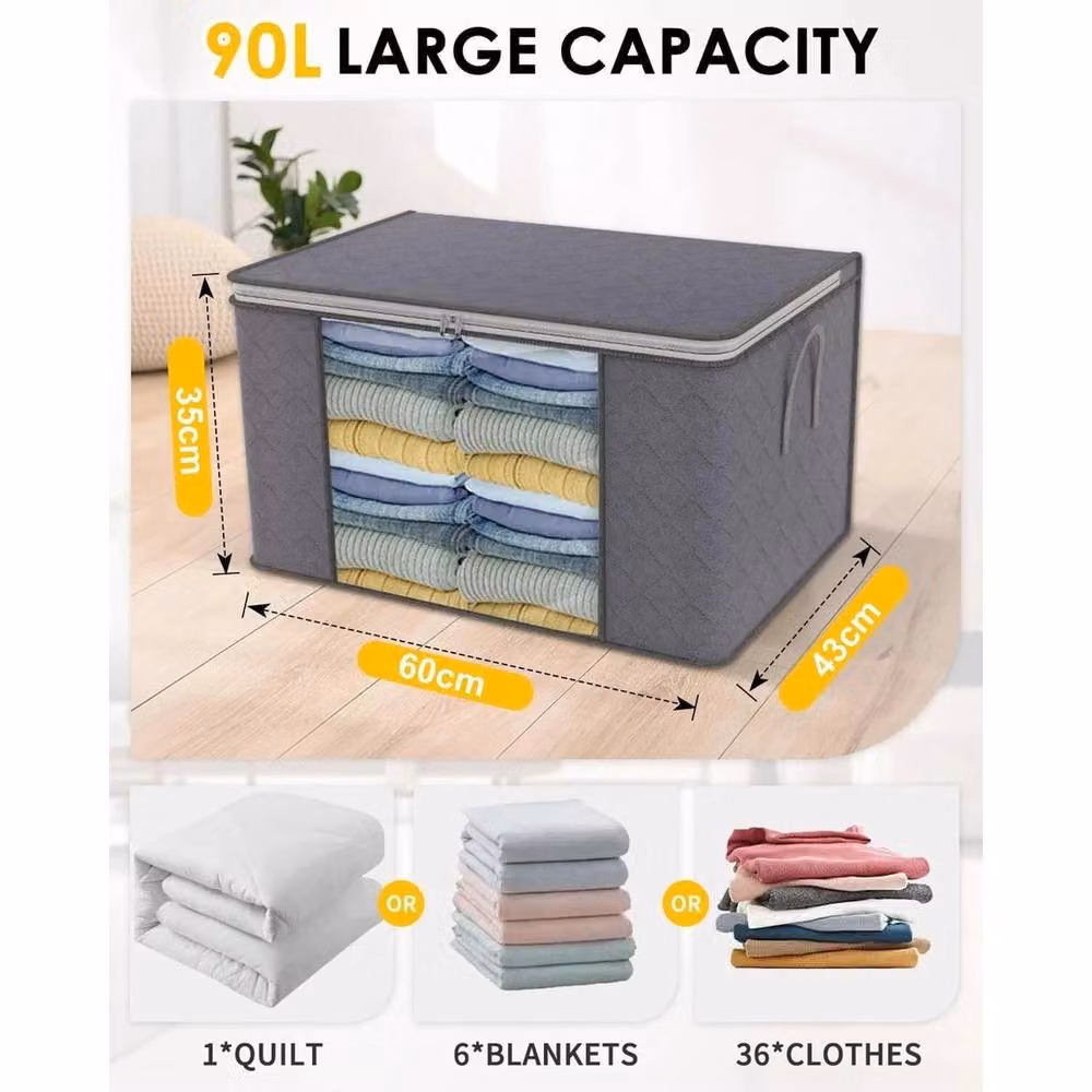 NESTLUNE 8-Piece Zipped Fabric Clothes Storage Bag Set in Grey – 2