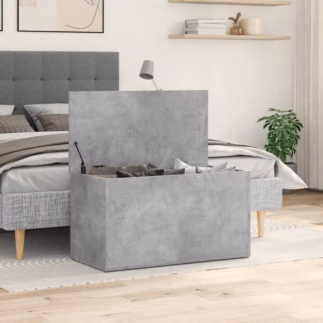 Berkfield Home Storage Chest in Concrete Grey, W/D/H: 84 x 42 x 46 cm – 1