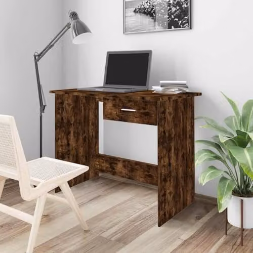 vidaXL Writing Desk in Brown Oak, W/D/H: 100 x 50 x 76 cm – 2