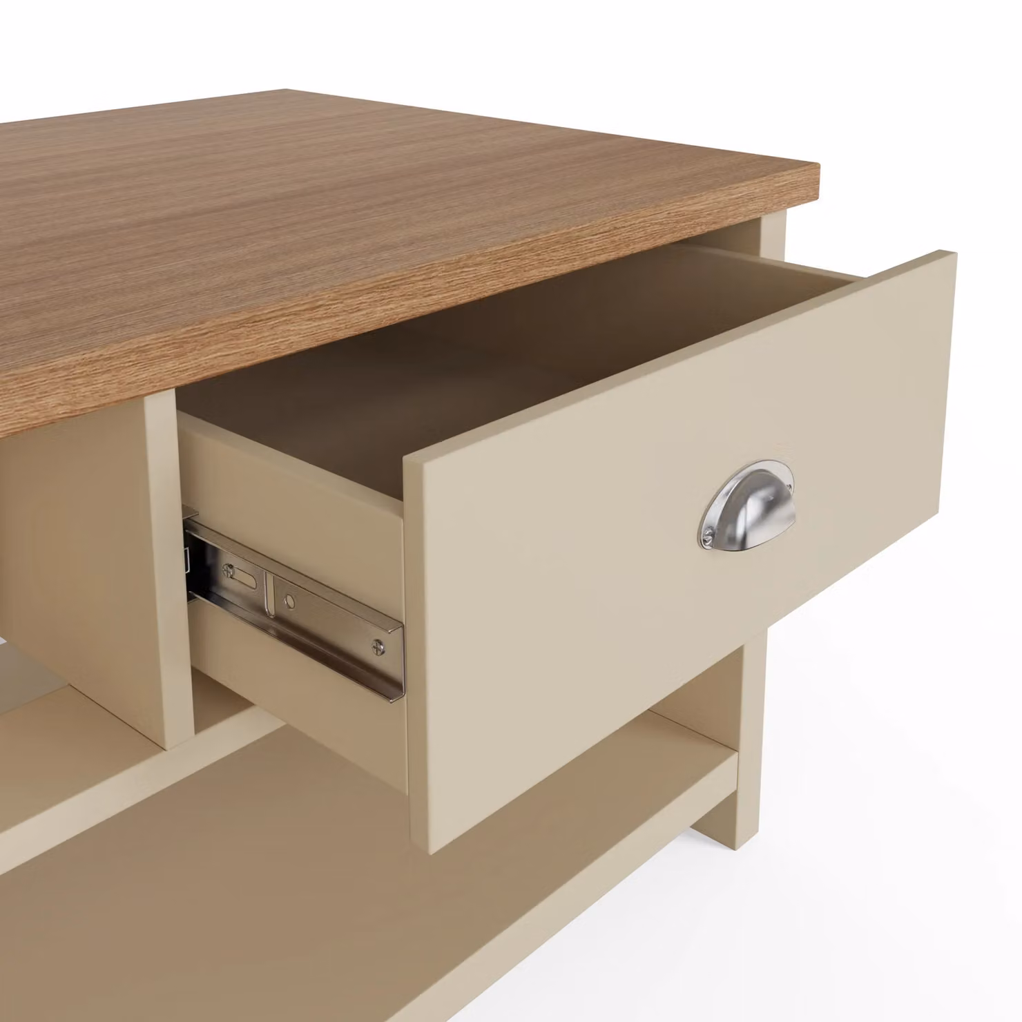 GFW Lancaster Two Drawer Coffee Table in Cream and Oak – 4