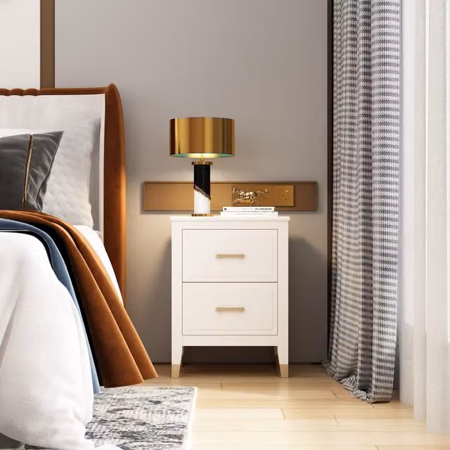 Cabinet Bits Palazzi 2 Drawer Bedside Table in White – 1