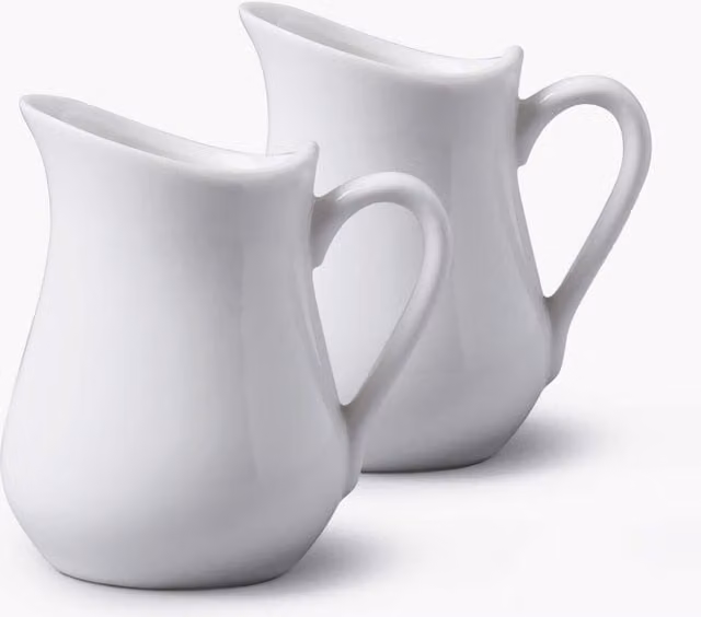 WM Bartleet & Sons Set of 2 Traditional Porcelain Bellied Creamer Jugs in White, 80 ml – 1