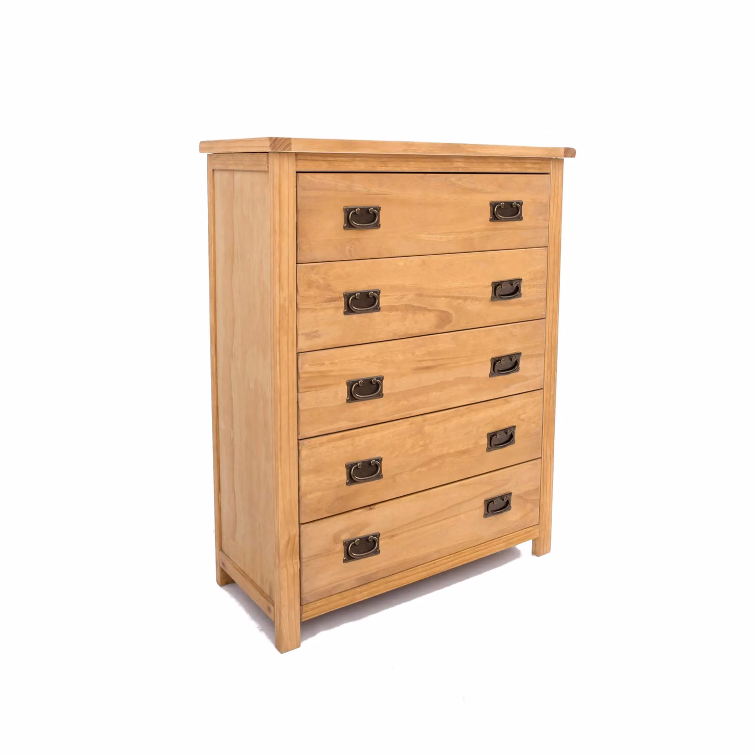 Cabinet Bits Lugo 5 Drawer Chest of Drawers in Light Brown Pine with Gold Handles – 2