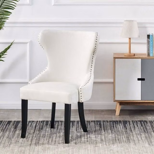 Life Interiors Mayfair LUX Velvet Dining Chair in White