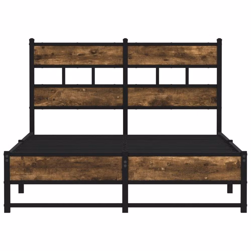 Berkfield Home Metal Bed Frame in Smoked Oak Brown, W/D/H: 120 x 200 cm – 4