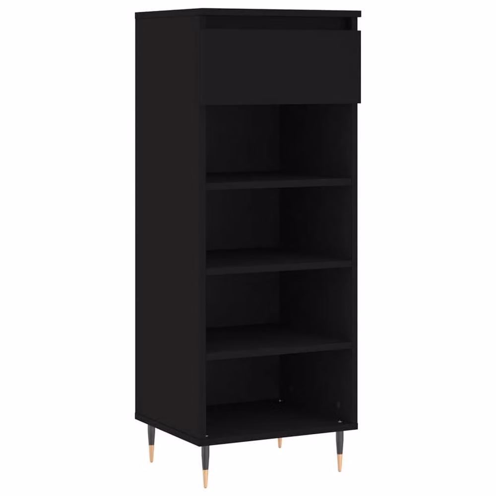 Berkfield Home Modern Black Shoe Cabinet with Doors and Open Shelf, W/D/H: 40 x 36 x 105 cm – 3
