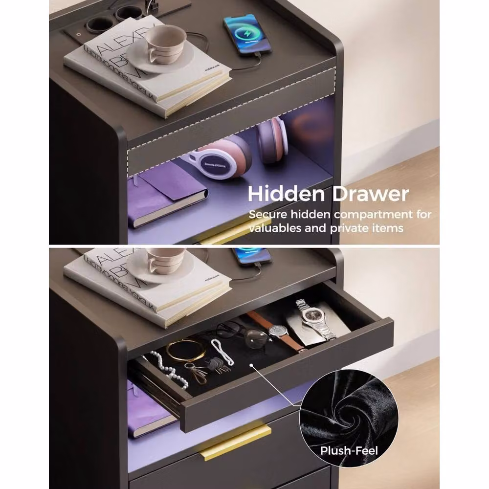SPETLEK Mondeer LED Bedside Table in Black with Integrated Lighting – 2