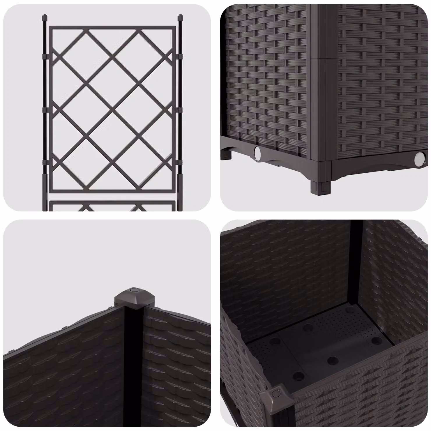 Berkfield Home Garden Planter with Trellis in Brown, W/D/H: 40 x 40 x 143 cm – 3