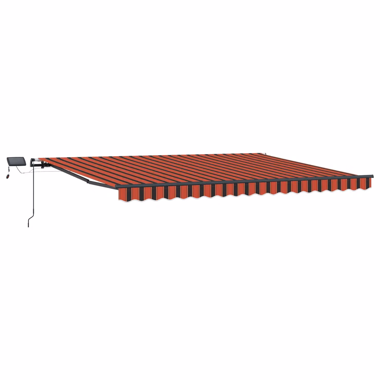 Berkfield Home Manual Retractable Folding Arm Awning with LED in Orange and Brown Striped, W: 400 cm, D: 300 cm – 2