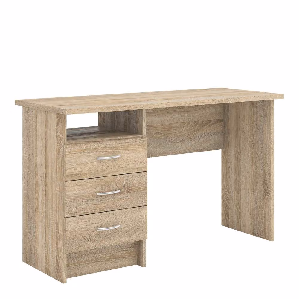 Wyld Haus Billabong Writing Desk in Natural Oak with 3 Drawers, W: 120.1 cm, D: 48.1 cm, H: 72.6 cm – 2