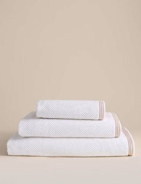 M&S Fluffy Pure Soft Cotton Rice Weave Towel in White