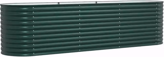 Berkfield Home Garden Green Galvanised Steel Raised Bed W: 320 cm, D: 80 cm, H: 81 cm – 1