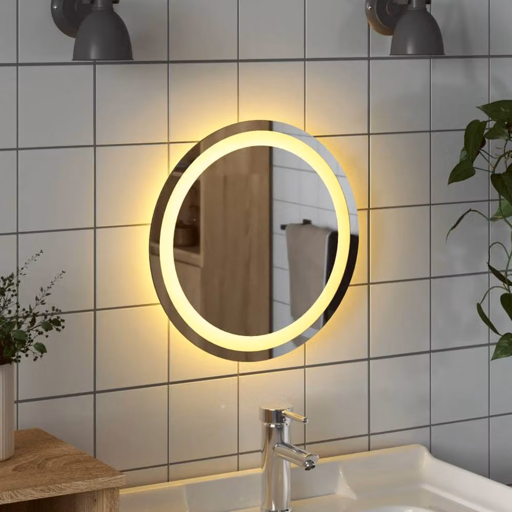 Berkfield Home Round LED Bathroom Mirror in Clear, Diameter: 40 cm – 2