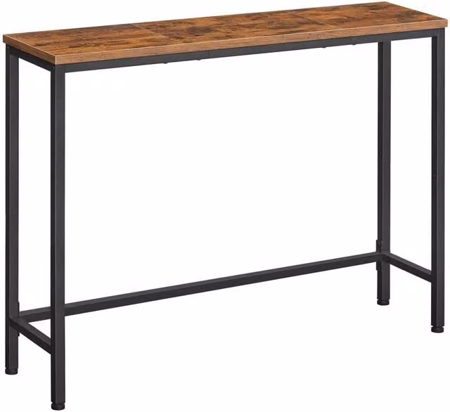 NESTLUNE Industrial Brown Wood Console Table, W: 100 cm, D: 15 cm, H: 75 cm – 1