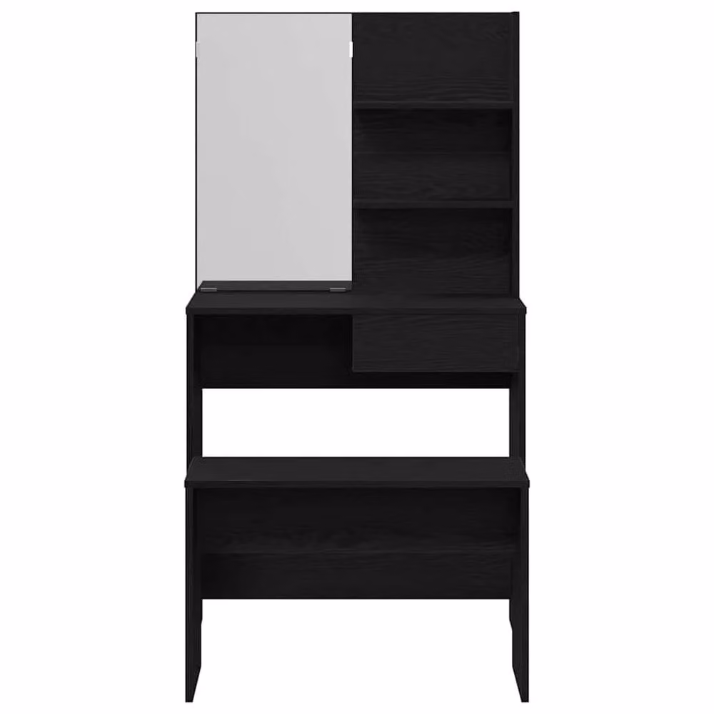 Berkfield Home Modern Black Oak Dressing Table Set in Engineered Wood – 4