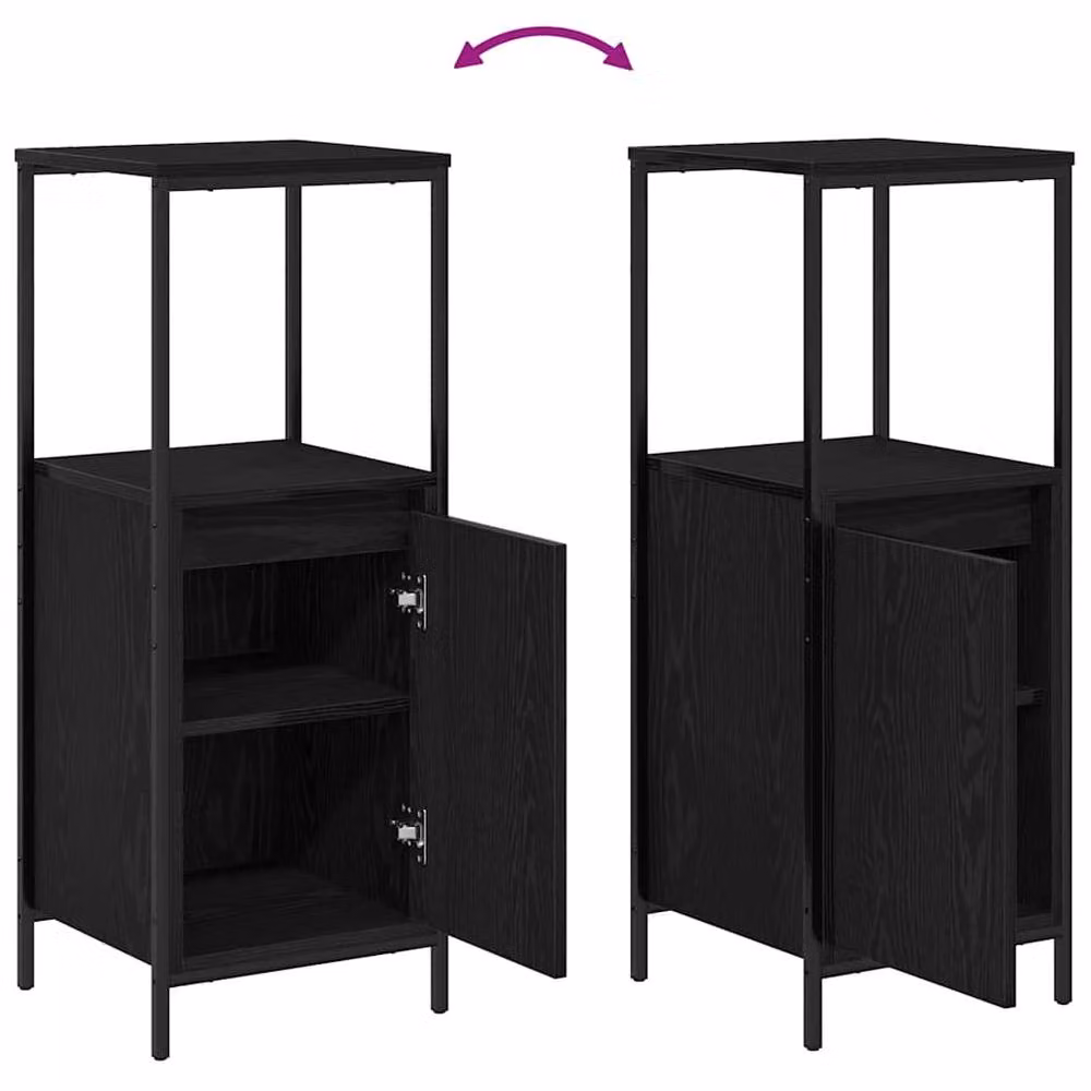 Berkfield Home Modern Black Oak Bathroom Cabinet with Shelves and Hinged Doors, W/D/H: 36 x 35 x 95 cm – 5