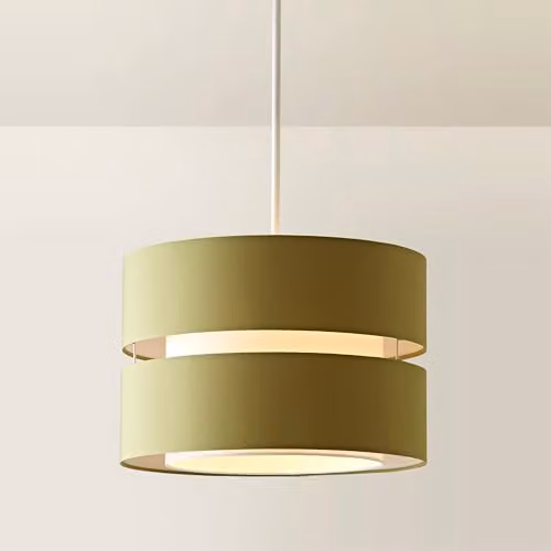 ValueLights Modern 2 Tier Cylinder Drum Lampshade in Olive Green, Width: 35 cm
