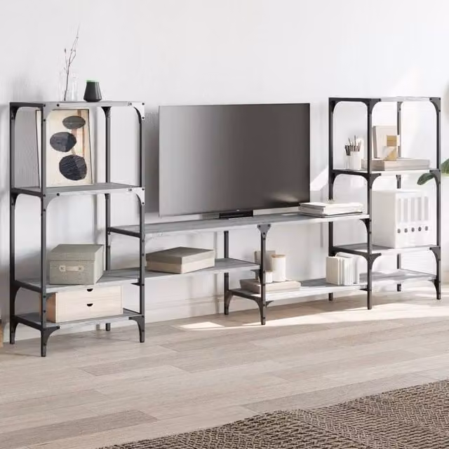 Berkfield Home Grey Sonoma TV Cabinet in Matt Engineered Wood W: 206.5 cm, D: 28.5 cm, H: 95 cm – 1