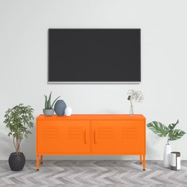 Berkfield Home Industrial Orange Steel TV Cabinet W: 105 cm, D: 35 cm, H: 50 cm