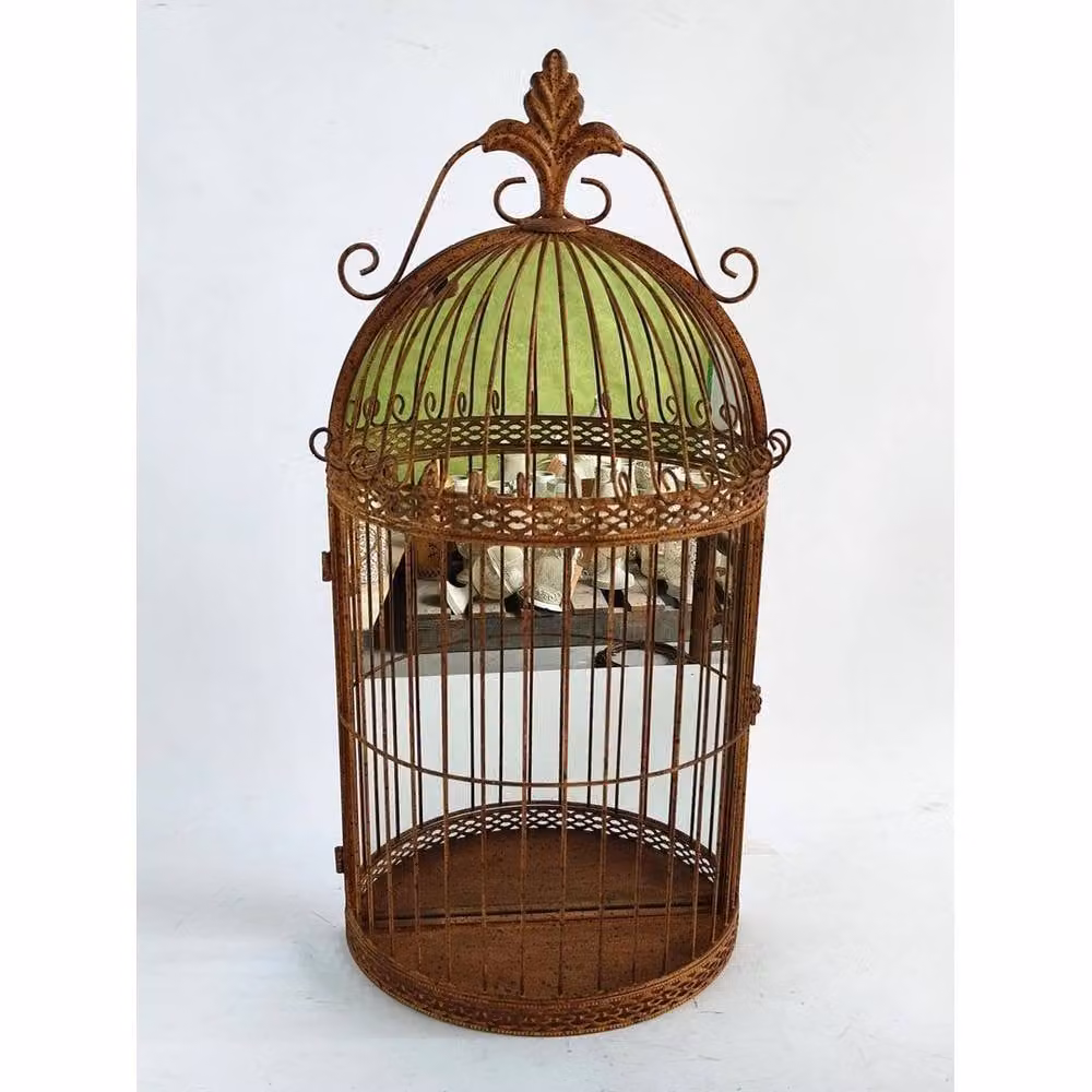 Minster Garden Mirror Cage in Rusty Brown Metal, W: 32 cm, H: 63 cm, D: 17 cm – 2