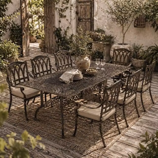 Wyld Haus Vesuno 8 Seater Bronze Cast Aluminium Garden Dining Set – 1