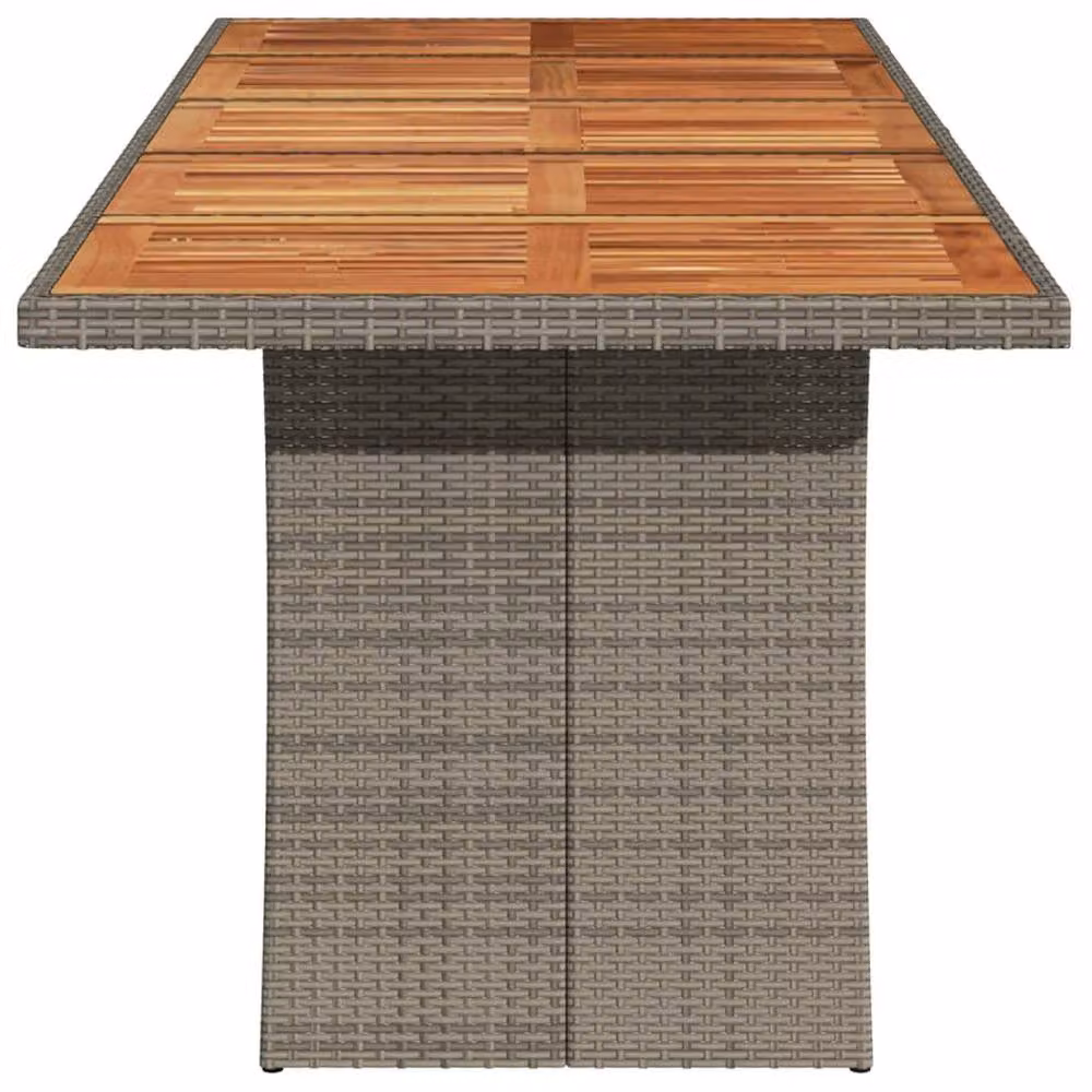 Berkfield Home Modern Garden Table with Grey Poly Rattan and Acacia Wood Top, W/D/H: 240 x 90 x 75 cm – 3