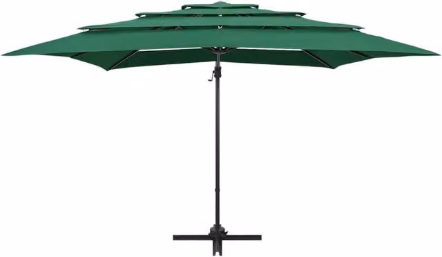 Berkfield Home Green Polyester Parasol with Aluminium Pole W/D/H: 250 x 250 x 246 cm