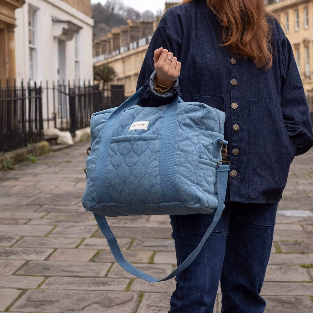 Avery Row Baby Changing Bag in Blue with Stroller Clip and Hands-Free Functionality – 3