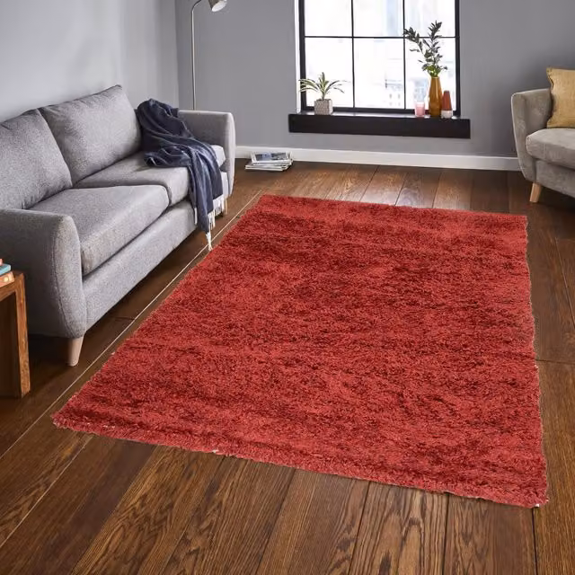 Roseley Modern Shaggy Rug in Red, 150 cm