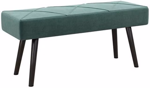 NESTLUNE Modern Upholstered Velvet End of Bed Bench in Green with Metal Legs, W: 100 cm, D: 50 cm