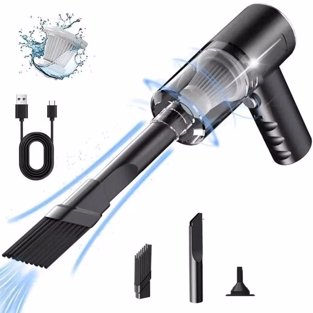 FLAVORA Cordless Wet and Dry Handheld Car Vacuum Cleaner in Black with Rechargeable Battery and Washable Filter – 2