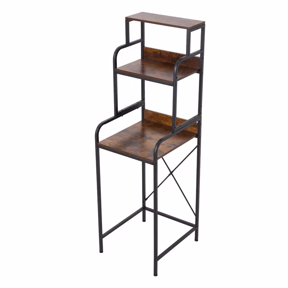 Living and Home 2-Piece Detachable Metal Refrigerator Top Storage Rack in Black and Brown – 2