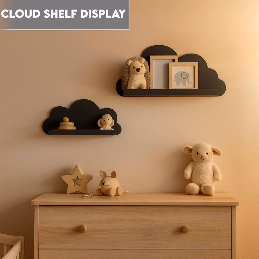 Kelvenix 2 Piece Cloud Wall Shelves in Black – 4