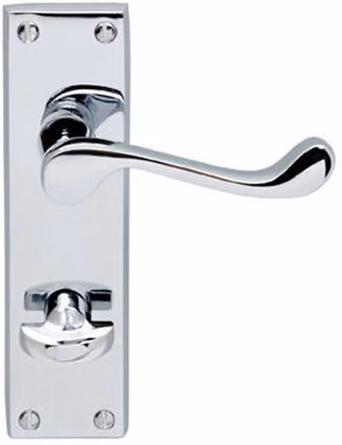 Loops Pair Victorian Scroll Lever on Bathroom Backplate, Polished Chrome, W: 15.5 cm, H: 4.1 cm